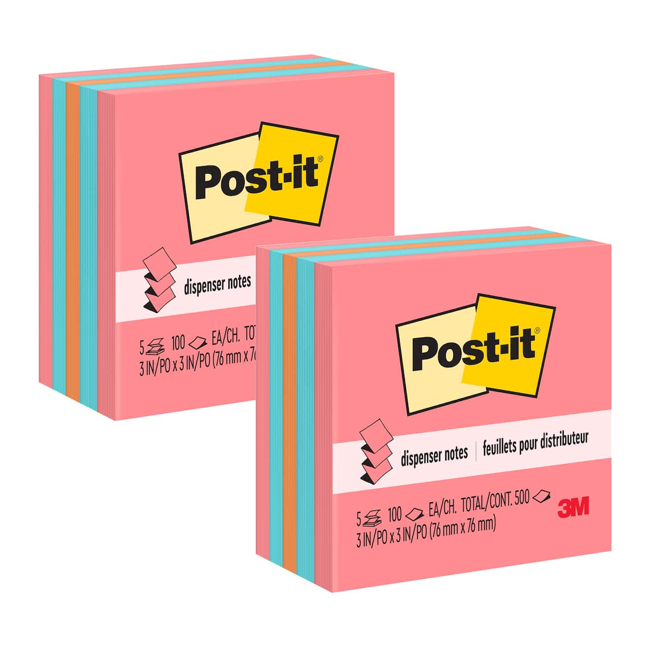 Post-it® 3" x 3" Neon Pop-up Note Pads, 2 Packs of 5